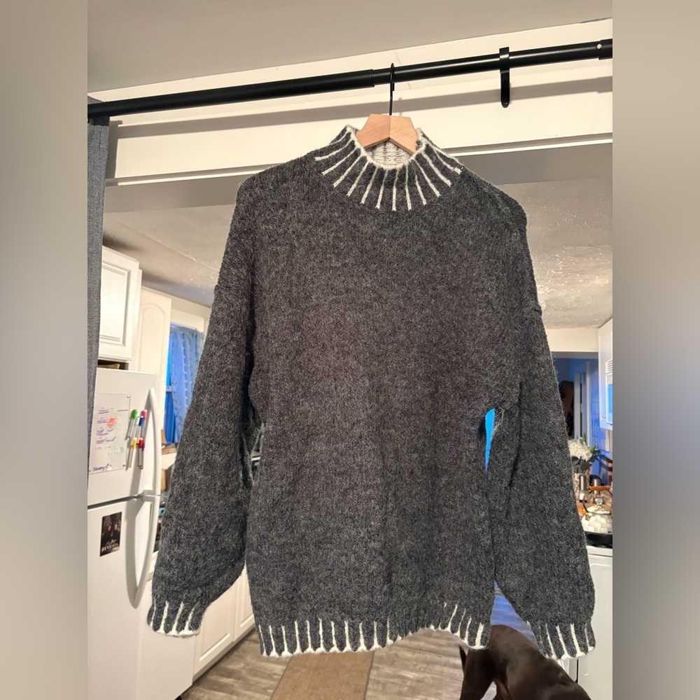 Shop Stevie Charcoal and Ivory Turtleneck Sweater